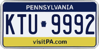 PA license plate KTU9992