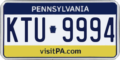 PA license plate KTU9994