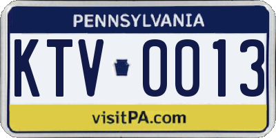 PA license plate KTV0013