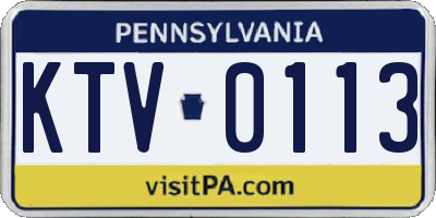 PA license plate KTV0113