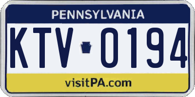 PA license plate KTV0194
