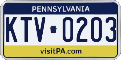 PA license plate KTV0203