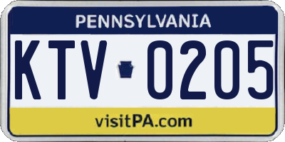 PA license plate KTV0205