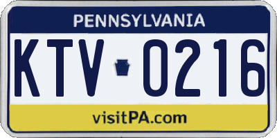 PA license plate KTV0216