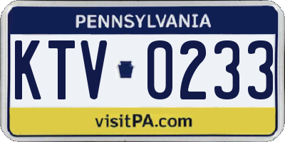PA license plate KTV0233