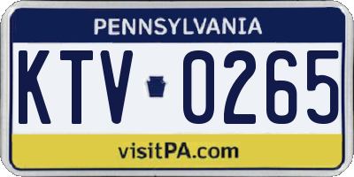 PA license plate KTV0265