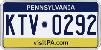 PA license plate KTV0292