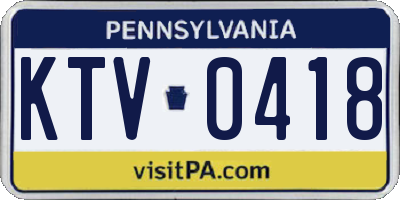 PA license plate KTV0418