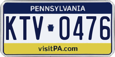PA license plate KTV0476