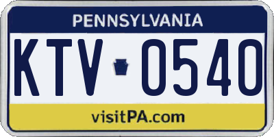 PA license plate KTV0540