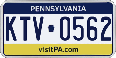 PA license plate KTV0562