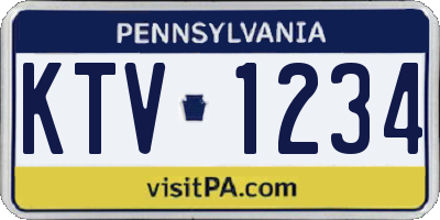 PA license plate KTV1234