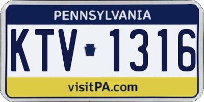 PA license plate KTV1316