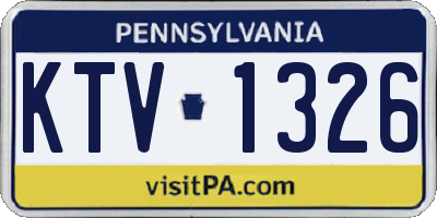 PA license plate KTV1326
