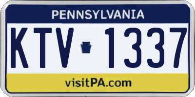 PA license plate KTV1337