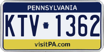 PA license plate KTV1362