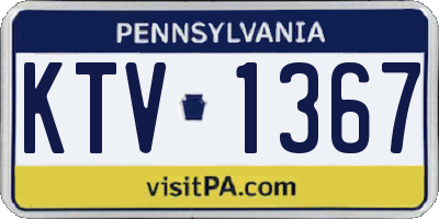 PA license plate KTV1367