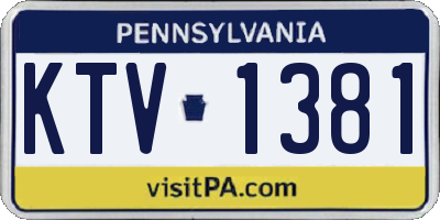 PA license plate KTV1381