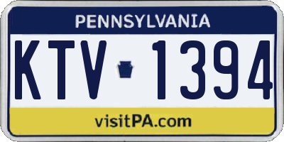 PA license plate KTV1394