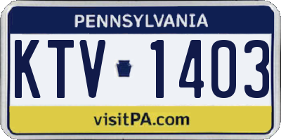 PA license plate KTV1403