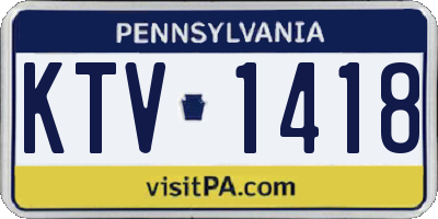 PA license plate KTV1418