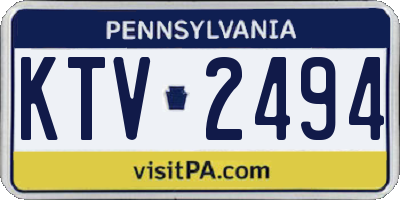 PA license plate KTV2494
