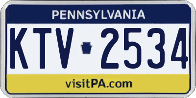 PA license plate KTV2534