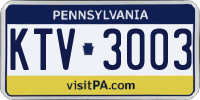PA license plate KTV3003
