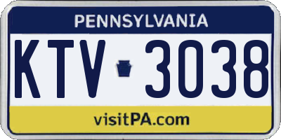 PA license plate KTV3038