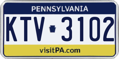 PA license plate KTV3102