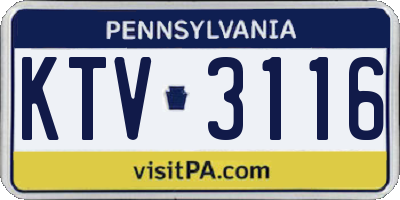 PA license plate KTV3116