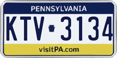 PA license plate KTV3134