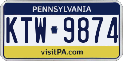 PA license plate KTW9874