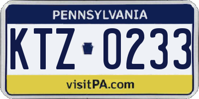 PA license plate KTZ0233