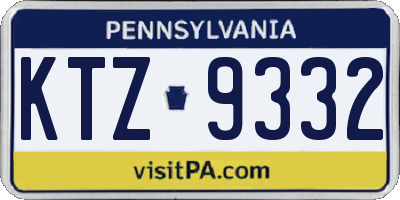 PA license plate KTZ9332