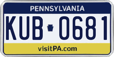 PA license plate KUB0681