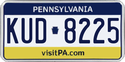 PA license plate KUD8225