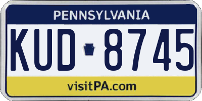 PA license plate KUD8745