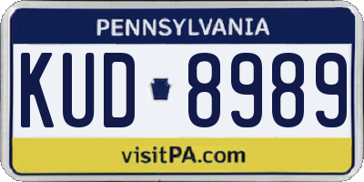 PA license plate KUD8989