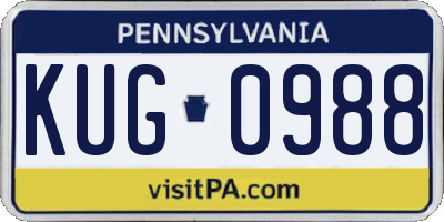 PA license plate KUG0988