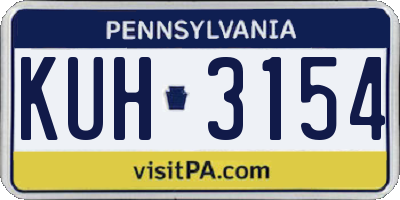 PA license plate KUH3154