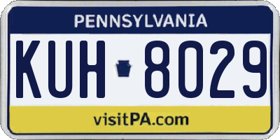 PA license plate KUH8029