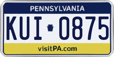 PA license plate KUI0875