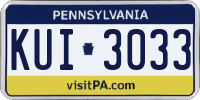 PA license plate KUI3033