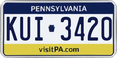 PA license plate KUI3420