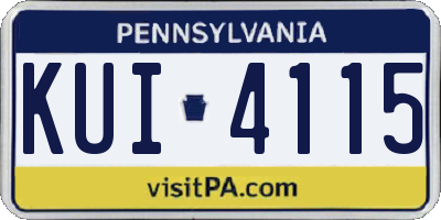 PA license plate KUI4115