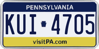 PA license plate KUI4705