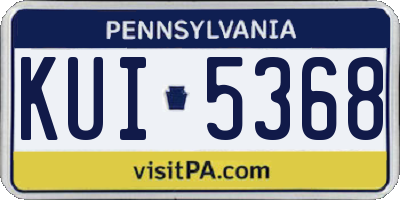 PA license plate KUI5368