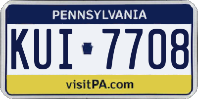 PA license plate KUI7708
