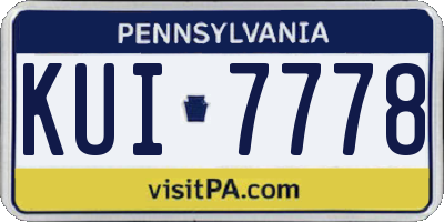 PA license plate KUI7778